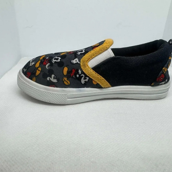 Disney Mickey Mouse Slip On Shoes Black Gray Yellow Toddler Size 5/6 - Picture 8 of 8